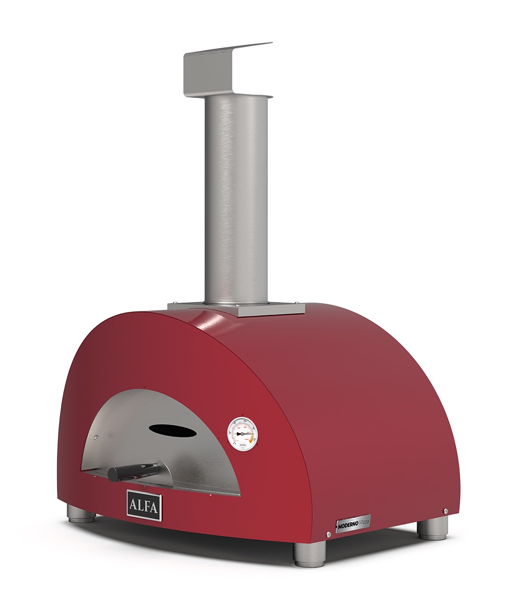 Alfa Moderno 1 Ved, röd Grillar & Pizzaugnar frilagd